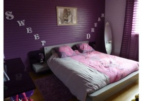 ambiance chambre gris et violet