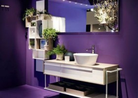 idée déco salle de bain violet