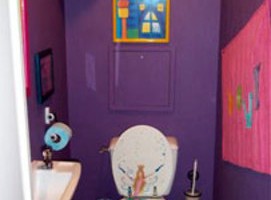 déco wc - toilettes gris et violet